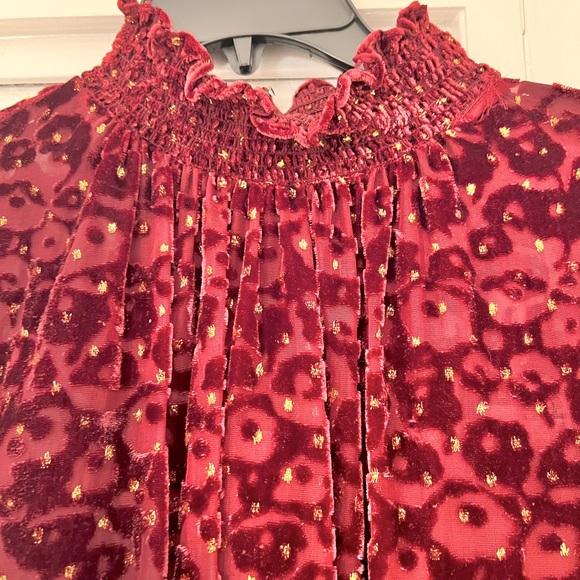 Alex Marie Dress NWT Gabby Burgundy & Gold Burnout Long Sleeves Lined STUNNING! - Picture 3 of 10